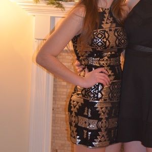 Black & gold sequence mini dress from Promgirl.com